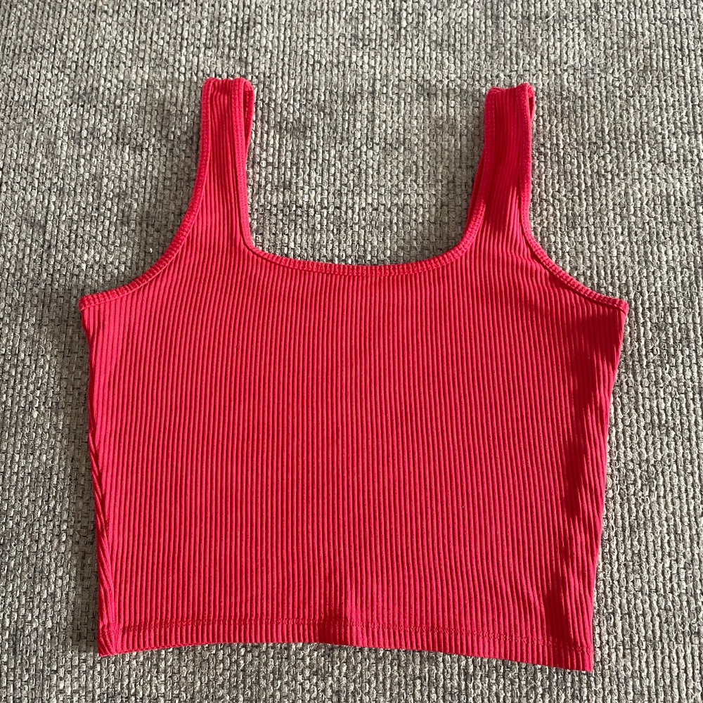 Red Hollister Ribbed Crop Tank Top